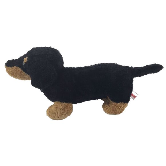 Aurora 12" Daschund Plush Black and Brown Tan Dog Stuffed Animal Toy - Picture 3 of 10